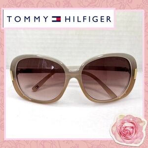 TOMMY HILFIGER Janet Large Oval Square Sunglasses Gray Nude, Brown Gradient Lens